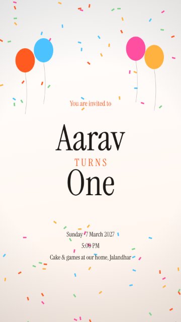 Birthday Confetti invitation card