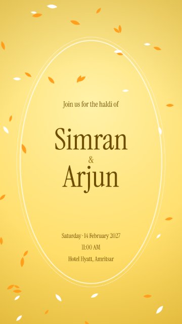Haldi Sunshine invitation card