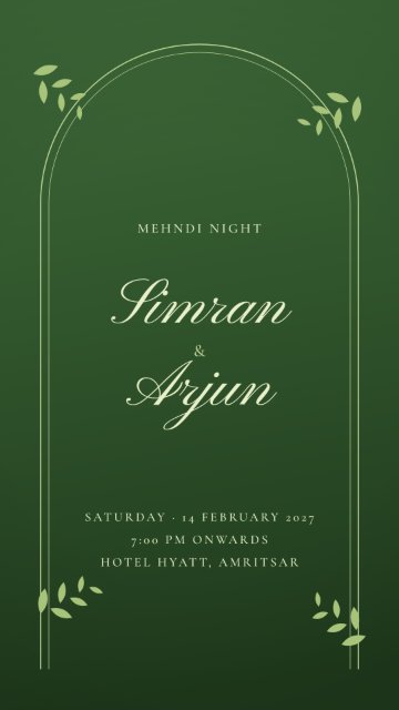 Mehndi Leaf invitation card